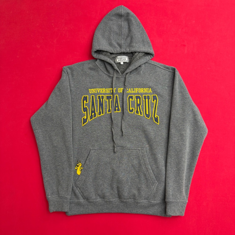 VTG Style Know Wear UC Santa Cruz Hoodie Mens Small Gray Banana Slug  Sweatshirt